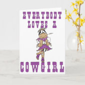 女性のカーボーイの贈り物 カード (黄色い花)