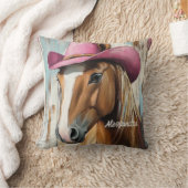 女性のカーボーイの雰囲気：ホットピンクハットホースカスタムTouch クッション (ブランケット)