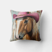 女性のカーボーイの雰囲気：ホットピンクハットホースカスタムTouch クッション (裏面)