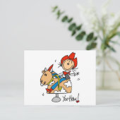 女性のカーボーイのYeeのサンザシのTシャツおよびギフト ポストカード (スタンド正面)