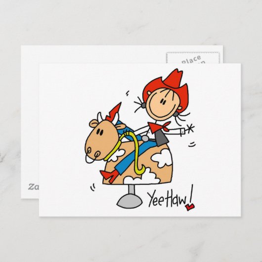 女性のカーボーイのYeeのサンザシのTシャツおよびギフト ポストカード (正面/裏面)