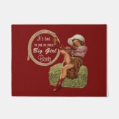 女性のカーボーイはあなたの大きい女の子のブーツを置きました ドアマット (正面)