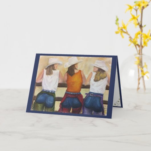 女性のカーボーイはおもしろいを… カード (黄色い花)