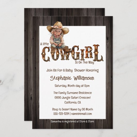 女性のカーボーイはウェスタンのカウボーイブーツを着ている 招待状 (正面/裏面)
