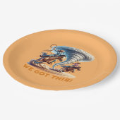 女性のカーボーイはトルネードのTシャツをローピング得「私たちは!」 ペーパープレート (アングル)