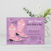 女性のカーボーイはバースデーパーティ招待状を追い出します 招待状 (スタンド正面)