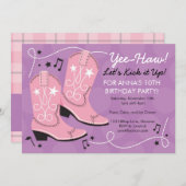 女性のカーボーイはバースデーパーティ招待状を追い出します 招待状 (正面/裏面)