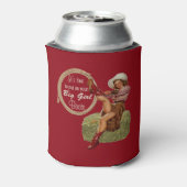女性のカーボーイはビッグ・ガール・ブーツを履く 缶クーラー (缶裏面)