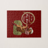 女性のカーボーイは大きいブーツ置きました ジグソーパズル (横)