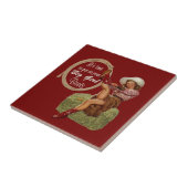 女性のカーボーイは大きいブーツ置きました タイル (側面)