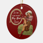 女性のカーボーイは大きなブーツを履く セラミックオーナメント (左)