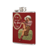 女性のカーボーイは大きな女の子のブーツを履く フラスク (左)