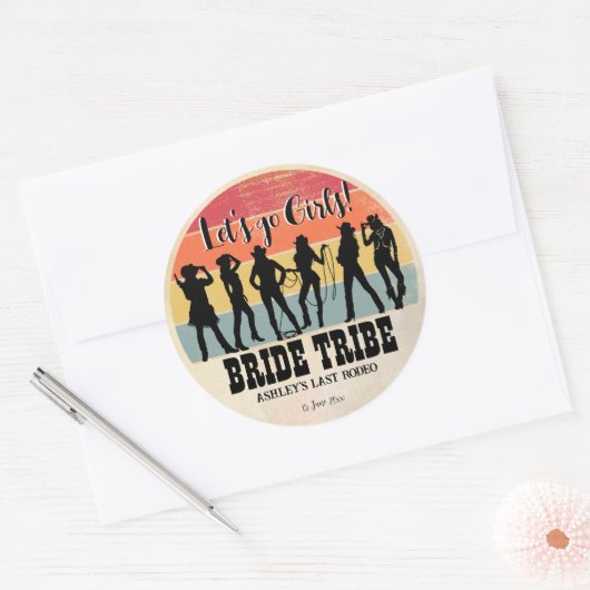 女性のカーボーイは女の子のヴィンテージ素朴な週末を行遠くにく ラウンドシール (封筒)