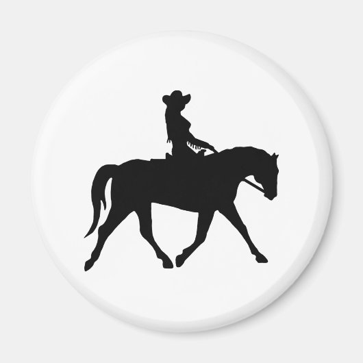 女性のカーボーイは彼女の馬に乗って マグネット (正面)