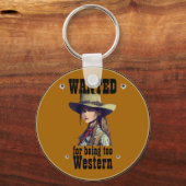 女性のカーボーイは西カントリートラックになりすぎたかった キーホルダー (正面)