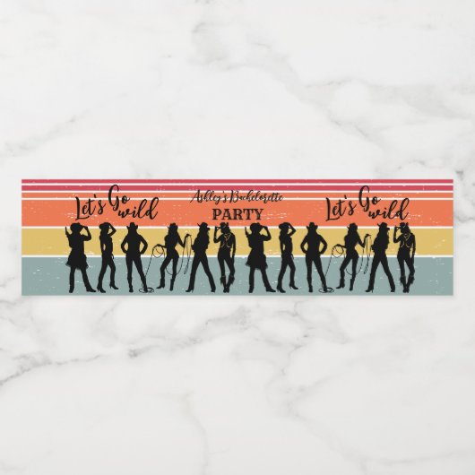 女性のカーボーイは野生のヴィンテージバチェロレッテを行う ペットボトルラベル (シングルラベル)