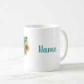 女性のカーボーイひまわりパーソナライズされた コーヒーマグカップ (正面右)