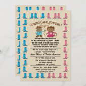 女性のカーボーイまたはカウボーイのジェンダーリビールパーティの招待状 招待状 (正面/裏面)