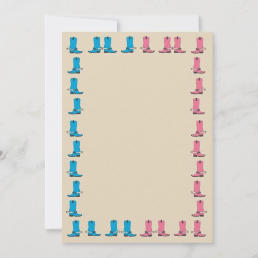 女性のカーボーイまたはカウボーイの性はパーティの招待状を明らかにします 招待状 (裏面)