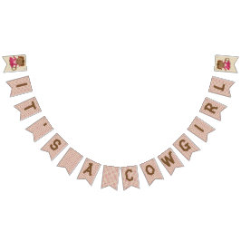 女性のカーボーイまたはカウボーイの性は旗布の旗を明らかにします バンティングフラッグ