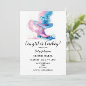 女性のカーボーイまたはカウボーイの西ジェンダーの表示の招待 招待状 (スタンド正面)