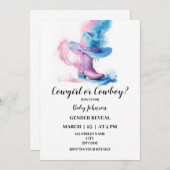 女性のカーボーイまたはカウボーイの西ジェンダーの表示の招待 招待状 (正面/裏面)