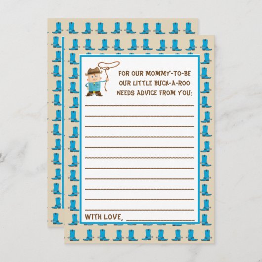 女性のカーボーイまたはカウボーイジェンダーがアドバイスカードを表示 招待状 (正面/裏面)