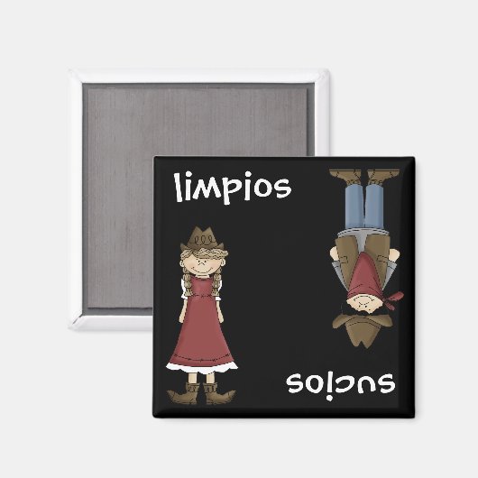 女性のカーボーイまたはカウボーイスペインの – エンエスパニオール食洗機 マグネット (正面/裏面)