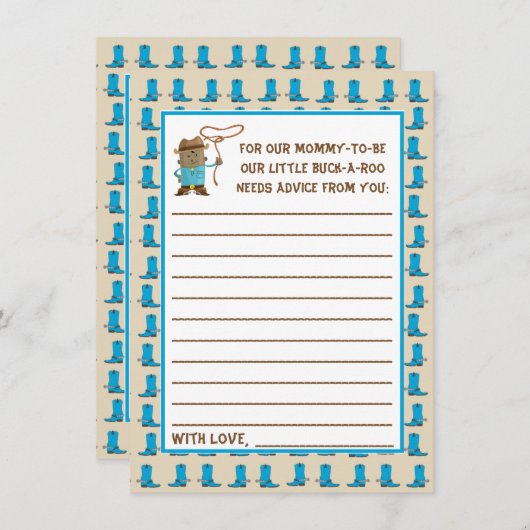 女性のカーボーイまたはCowboyの性別を示すアドバイスカード 招待状 (正面/裏面)