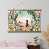 女性のカーボーイアウトトリード水の色の砂漠サボテンの装飾 吊り下げ型タペストリー (寝室)