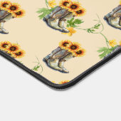 女性のカーボーイアットハートひまわりブーツ柄 デスクマット (コーナー)