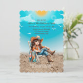 女性のカーボーイアットビーチ誕生会 招待状 (スタンド正面)