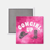 女性のカーボーイアップピンク磁石 マグネット (正面/裏面)