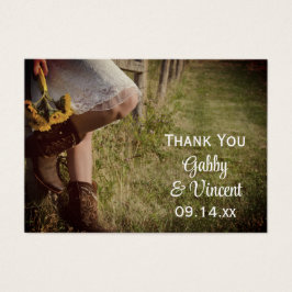 女性のカーボーイアンドサンフラワーズウェスタン結婚式の引き出物ラベル