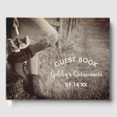 女性のカーボーイインブーツとヒマワリキンセアニェラ ゲストブック (正面)