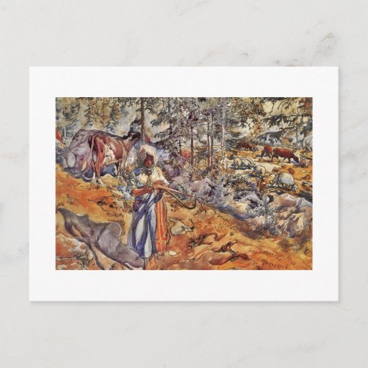 女性のカーボーイイン・メドウ ポストカード (正面)