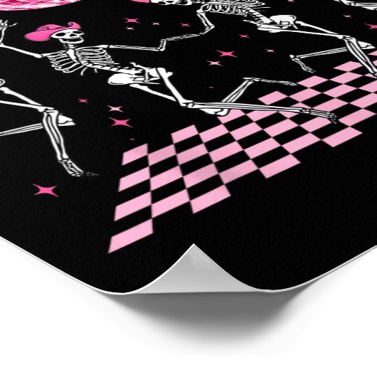 女性のカーボーイウェスタンおもしろい踊り骨格とディスコ ポスター (角)