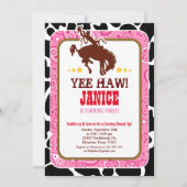女性のカーボーイウェスタンオールドウエストバースデーパーティーの招待 招待状 (正面)
