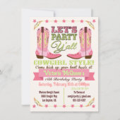 女性のカーボーイウェスタンバースデーパーティ招待状 招待状 (正面)