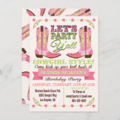 女性のカーボーイウェスタンバースデーパーティ招待状 招待状 (正面/裏面)