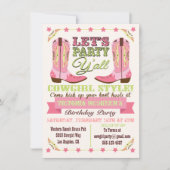 女性のカーボーイウェスタンバースデーパーティ招待状 招待状 (正面)