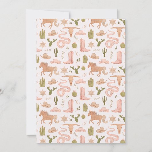 女性のカーボーイウェスタンベビー写真誕生のお知らせ 案内状 (裏面)