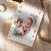 女性のカーボーイウェスタンベビー写真誕生のお知らせ 案内状