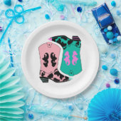 女性のカーボーイウェスタンモダンブーツ農家ランチカウボーイ ペーパープレート (パーティー)