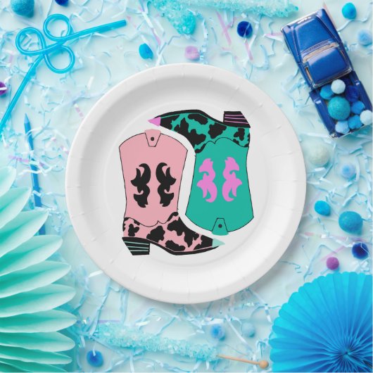 女性のカーボーイウェスタンモダンブーツ農家ランチカウボーイ ペーパープレート (パーティー)