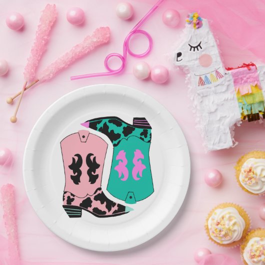 女性のカーボーイウェスタンモダンブーツ農家ランチカウボーイ ペーパープレート (パーティー)