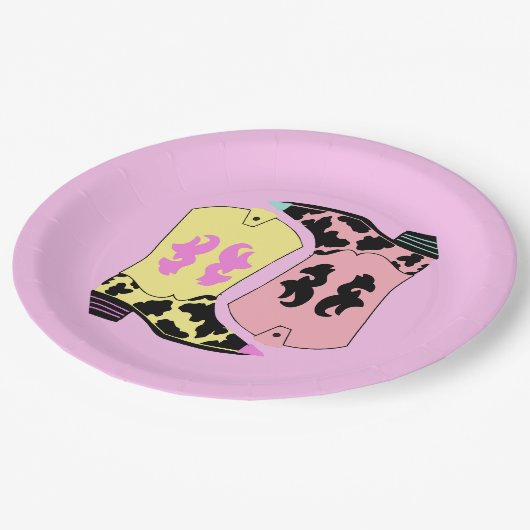 女性のカーボーイウェスタンモダンブーツ農家ランチカウボーイ ペーパープレート (アングル)