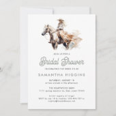 女性のカーボーイウェスタンモダンホースブライダルシャワー 招待状 (正面)