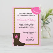 女性のカーボーイウェスタン誕生日招待状 招待状 (スタンド正面)