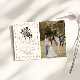 女性のカーボーイウェスタン赤ちゃんシャワー写真 招待状